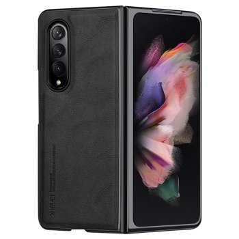 Samsung Galaxy Z Fold 3 5G (SM-F926B/DS) X-LEVEL Bojue-3 Anti-Scratch Leather+TPU+PC Phone Cover Cover, Black |...