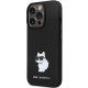 Karl Lagerfeld iPhone 14 Pro vāciņš Silicone Choupette Metal Pin, melns