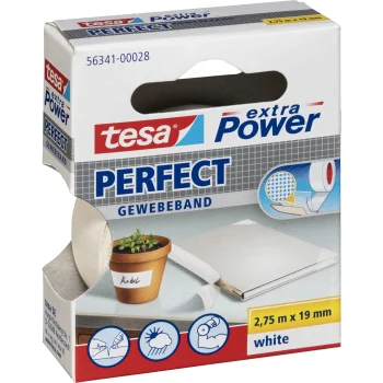 Тканевая клейкая лента Tesa extra Power Perfect 2,75 м x 19 мм, белая (56341)