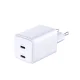 Сетевое зарядное устройство 3mk Hyper Charger 45W 2x USB-C GaN, белое