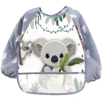 Waterproof Baby Feeding Bib Apron with Pocket and Sleeves
