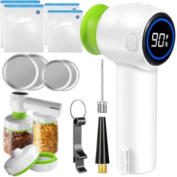 Elektriskais vakuuma sūknis pārtikai, maisiņiem un burkām, balts