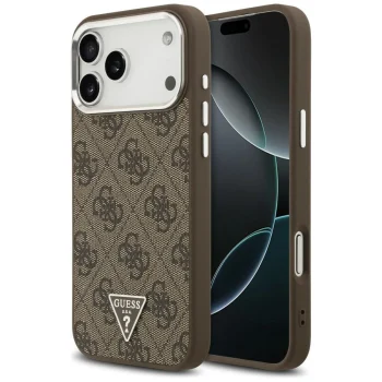 Чехол Guess 4G Triangle Logo MagSafe для iPhone 18 Pro Max / 17 Pro Max, коричневый
