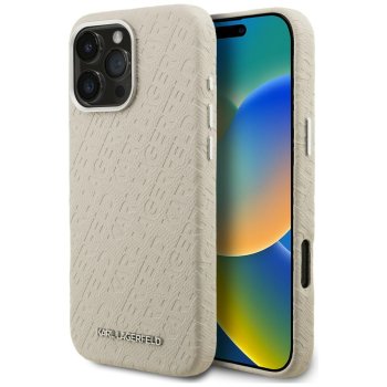 Karl Lagerfeld FW Stamped Karl MagSafe vāciņš iPhone 16 Pro Max, bēšs
