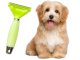 Deshedding tool for dogs and cats, undercoat rake for shedding, stainless steel, green