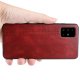 Samsung Galaxy A71 (SM-A715F) Leather + PC + TPU Hybrid Cover Case Bumper, Red