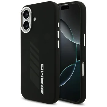 Mercedes AMG Silicone Oversize Rhombs MagSafe vāciņš Apple iPhone 17, melns