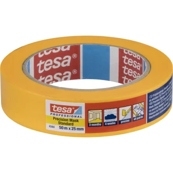 Малярная лента Tesa 4344 Precision Masking Tape Standard 50 м x 25 мм, желтая