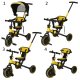 Bērnu Trīsritenis Ratiņi Tricikls TRIKE FIX V4, Melns-Dzeltens | Kids Baby Trolley Bike Tricycle Stroller Buggy
