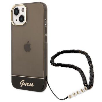 Apple iPhone 14 6.1'' Guess Translucent Pearl Strap Case Cover (GUHCP14SHGCOHK), Black | Чехол Кейс...
