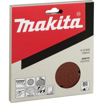 Шлифовальная бумага Makita P-31930 150 мм K80 на липучке, 10 шт.