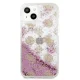 Guess iPhone 13 mini vāciņš Peony Liquid Glitter, rozā