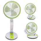 Bezvadu Salokāms Regulējams Grīdas Galdas Ventilators ar LED Apgaismojumu, 15-44cm, Zaļš | Foldable Adjustable Floor Table Fan with LED Lighting