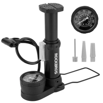 Rockbros 42610002001 grīdas velosipēdu sūknis ar manometru, melns