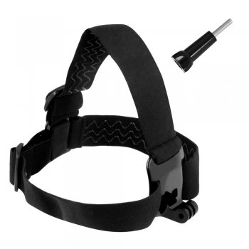 Headband For Gopro, Dji Osmo Action, Eken, Sjcam, Insta360 Sports Cameras + Long Mounting Screw Black