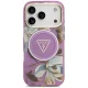 Guess IML Glitter Flowers Triangle MagSafe vāciņš iPhone 18 Pro Max / 17 Pro Max, violets