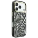 Чехол Guess IML Zebra Glitter Triangle Logo MagSafe для iPhone 17 / 18 Pro Max, серебристый
