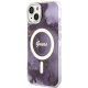 Guess iPhone 14 Case Golden Marble MagSafe, Purple