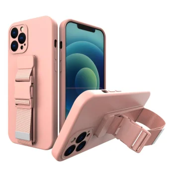 Чехол с ремешком для Xiaomi Poco X3 NFC, розовый
