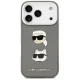 Чехол Karl Lagerfeld Grained Karl & Choupette Heads Pins для iPhone 17 Pro, серый