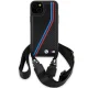 BMW iPhone 15 / 14 / 13 Case M Edition Carbon Tricolor Lines & Strap, Black