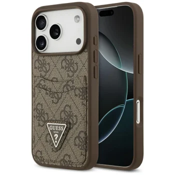 Guess 4G Nauble Card Triangle aizsargapvalks iPhone 17 Pro - brūns | Phone Case Cover