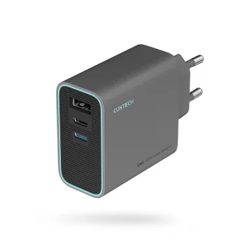 Сетевое зарядное устройство Cuktech 65W GaN 2 x USB-C / 1 x USB-A, серое