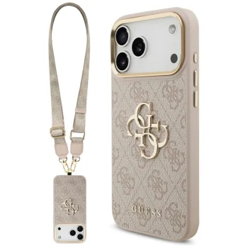 Чехол Guess 4G Big 4G Classic Logo Big Strap Metal Buttons для iPhone 17 Pro Max, розовый