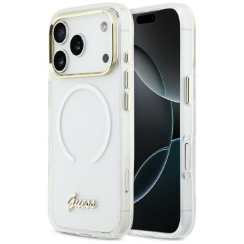 Guess IML Gradient Script Metal MagSafe Phone Case Cover iPhone 17 Pro - White