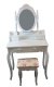 Large Vanity Table Set with Mirror and Stool, White
