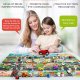 Bērnu Plāns Paklājs ar Ceļa zīmēm, 130 x 100 cm | Children\'s Slim Mat Carpet with Road Signs, 130 x 100 cm