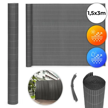 Multigarden Double-Sided Bamboo Effect Privacy Screen 150x300 cm, Anthracite