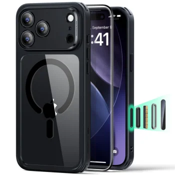 ESR Classic Hybrid MagSafe + Rūdītā stikla komplekts iPhone 17 Pro Max - Caurspīdīgi melns | Tempered Glass Set ...