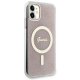 Guess iPhone 11 vāciņš IML 4G Gold Stripe, rozā