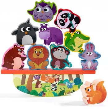 Educational Wooden Balancing Blocks Zoo Animals Stacking Toy