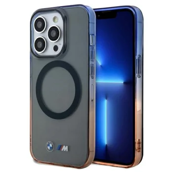 Чехол BMW для iPhone 15 Pro Max Gradient Bumper MagSafe, серый