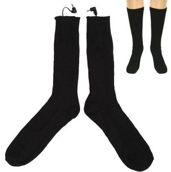 Heated winter socks with two batteries, black