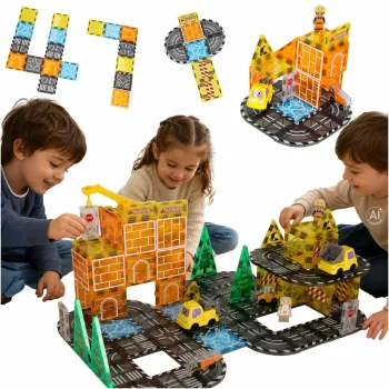 Magnētiskie konstruktori 3D Būvlaukums, 92 detaļas