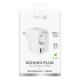 Puro 20W Power Delivery Charger with Schuko Socket, 1x USB-C + 1x USB-A - White