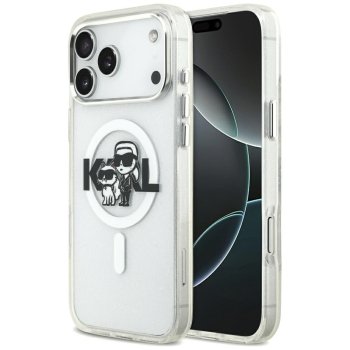 Karl Lagerfeld IML Glitter Karl & Choupette Sketch Logo MagSafe Phone Case Cover iPhone 17 Pro Max - Clear