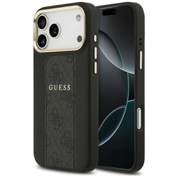 Guess 4G PU Stripe MagSafe vāciņš iPhone 17 Pro Max, Melns