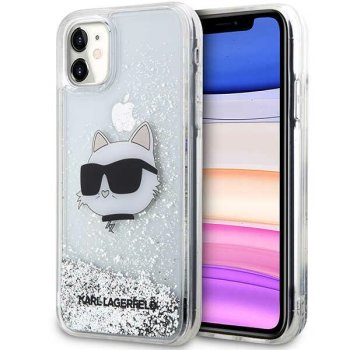 Karl Lagerfeld iPhone 11 / XR vāciņš Liquid Glitter Choupette Head, sudraba