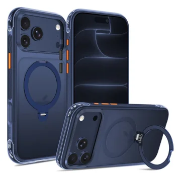 Tech-Protect MagAir Stand MagSafe CC vāciņš iPhone 18 Pro Max / 17 Pro Max, matēts tumši zils