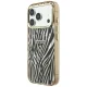 Чехол Guess IML Zebra Glitter Triangle Logo MagSafe для iPhone 17/18 Pro Max, золотой