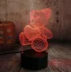 Ночник 3D LED Мишка с сердцем, RGB