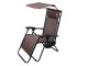 Garden Beach Deck Chair Folding Sunbed with Canopy and Cup Holder, Brown