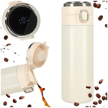Termokrūze ar iemuti un LED displeju 420ml, bēša