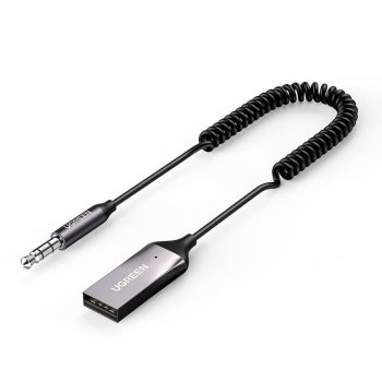 UGREEN CM309 Bluetooth 5.0 USB Audio AUX Mini Jack Adapter, Black | Bezvadu audio adapteris uztvērējs mini jack 3.5mm automašīnai skaļrunim