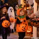 Large Halloween Pumpkin Candy Bucket with Lid, Orange