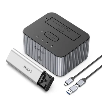 Док-станция Orico IT28E-C для 2 дисков, M.2 NVME/SATA HDD/SSD, серая